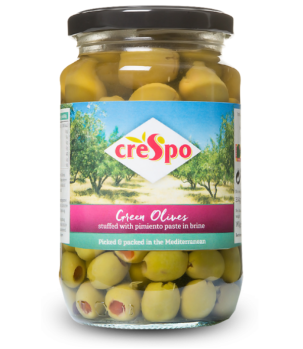 Crespo Green Olives stuffed with pimiento in brine